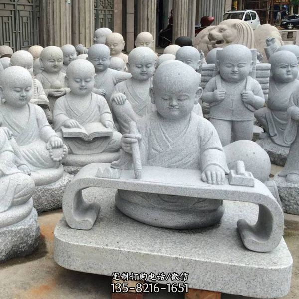 白麻石小和尚雕像小沙彌寺院擺件（1）
