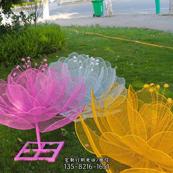 園林公園擺放不銹鋼鏤空蓮花雕塑（3）