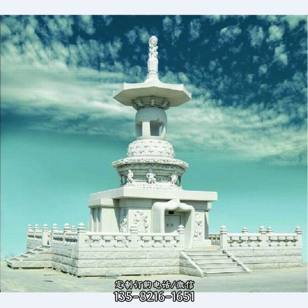 寺院景點擺放大理石漢白玉雕刻佛塔雕塑（1）