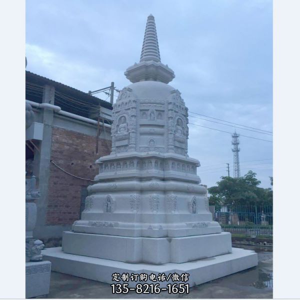 寺院景點擺放大理石漢白玉雕刻佛塔雕塑（2）