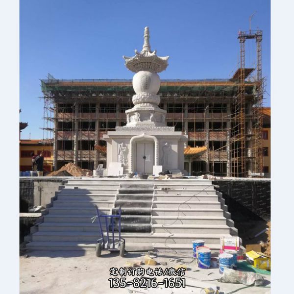 寺院景點擺放大理石漢白玉雕刻佛塔雕塑（3）