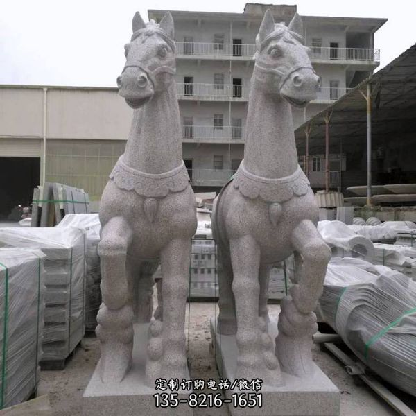 園林廣場(chǎng)砂巖雕刻動(dòng)物馬擺件（2）