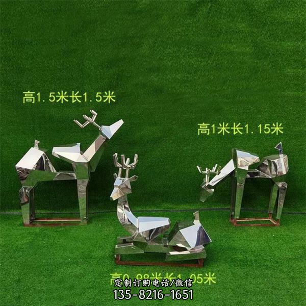 不銹鋼幾何戶外景區抽象鹿