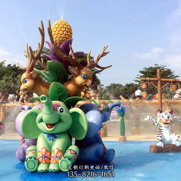 公園玻璃鋼彩繪運動人物動物景觀雕塑（3）