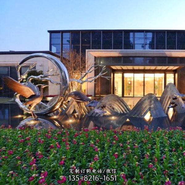 不銹鋼圓環動物雕塑城市廣場景觀小品（5）