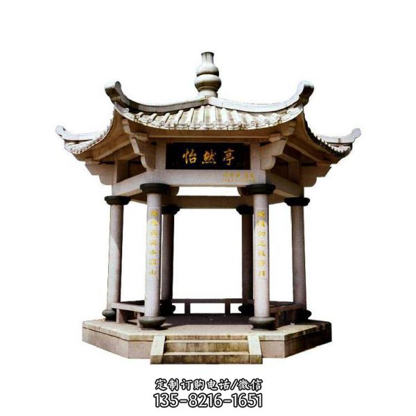 戶外園林石雕歐式六角涼亭雕塑（2）