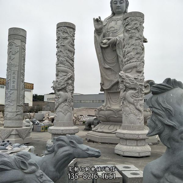 花崗巖青石石龍柱寺廟廣場建筑景觀雕塑（4）