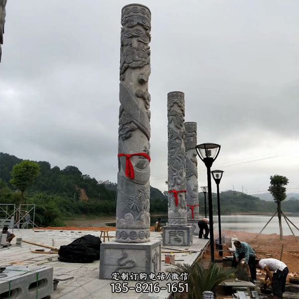 花崗巖青石石龍柱寺廟廣場建筑景觀雕塑（2）