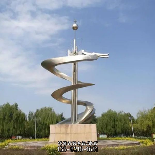 不銹鋼鏡面拉絲抽象雕塑醫院學校廣場地標性擺件（1）