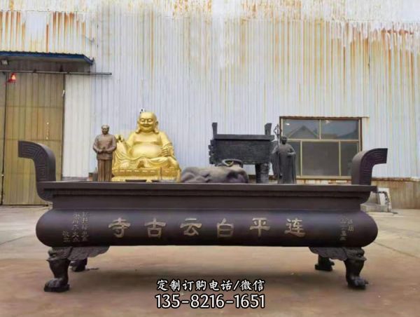 寺廟景區(qū)大型戶外玻璃鋼仿銅創(chuàng)意香爐雕塑（8）