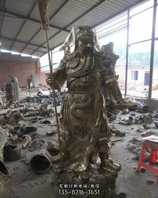寺廟大型鑄銅鎮宅招財單刀關公像佛像武財神雕塑（2）