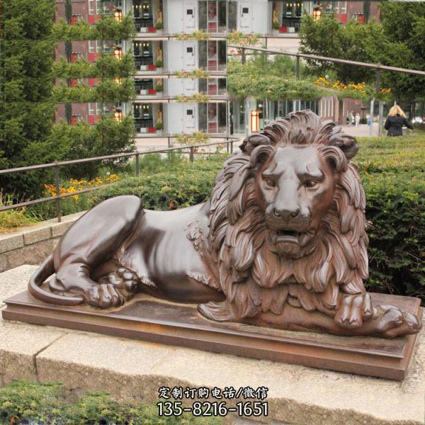 公園廣場大型玻璃鋼仿銅獅子雕塑