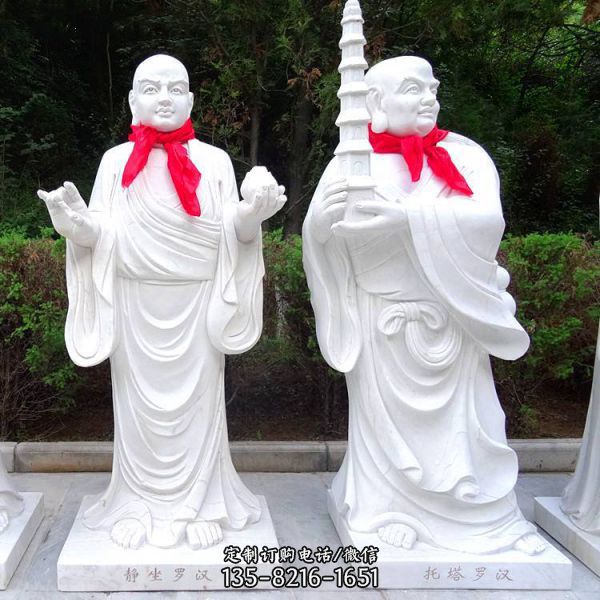 漢白玉雕刻十八羅漢雕塑寺廟供奉擺件（1）