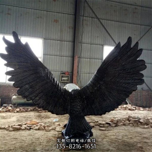 鑄銅雄鷹雕塑玻璃鋼仿銅老鷹雕塑園林擺件（2）