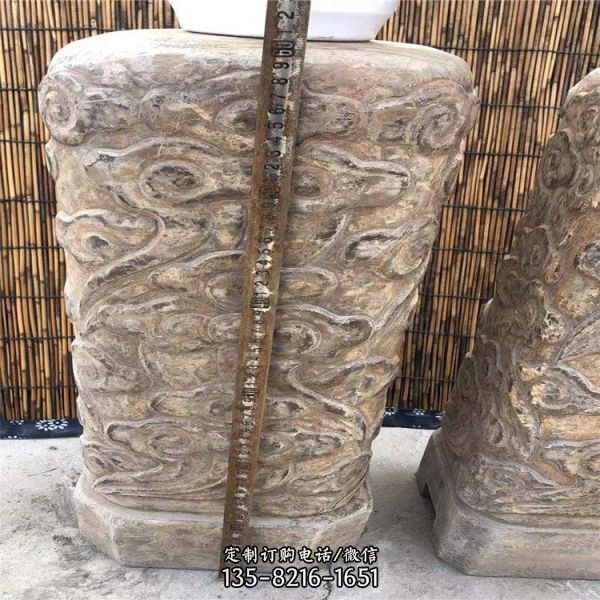 庭院青石花崗巖浮雕祥云柱花缽（3）