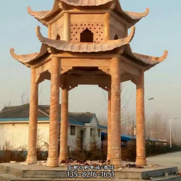 歐式別墅小區公園多層六角涼亭雕塑（5）