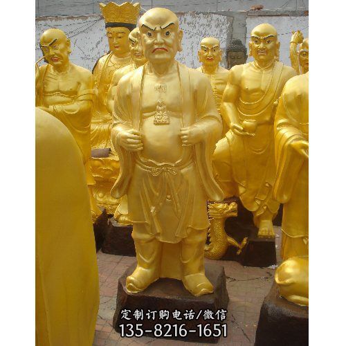 寺廟十八羅漢銅佛像雕塑