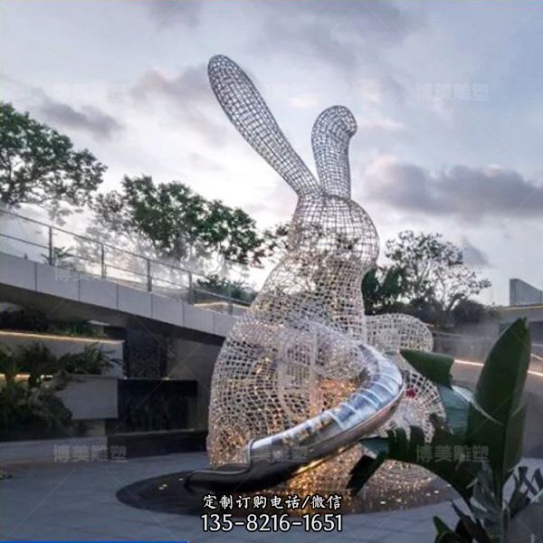 現代城市創意不銹鋼動物雕塑公園草坪裝飾擺件（2）