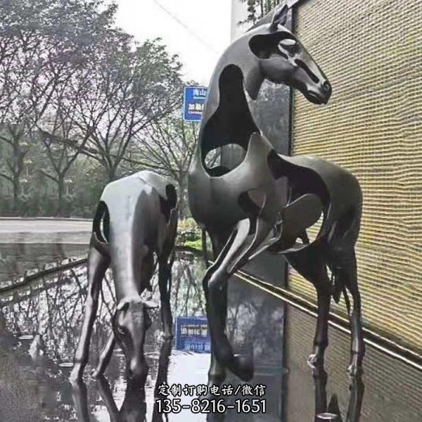 現代城市創意不銹鋼動物雕塑公園草坪裝飾擺件（6）