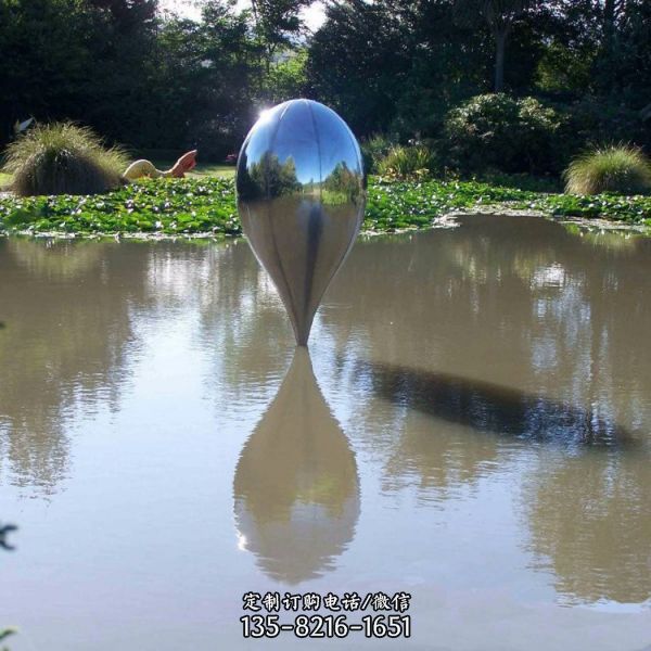 公園廣場景觀鏡面不銹鋼水滴造型雕塑