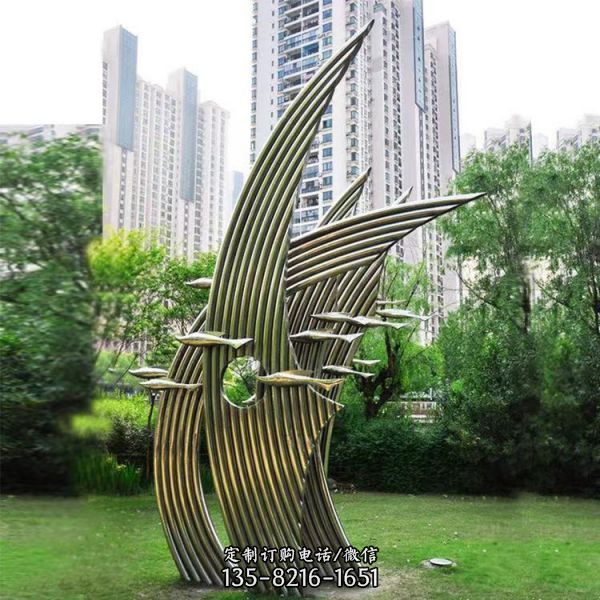 戶外園林大型不銹鋼抽象園林景觀擺件