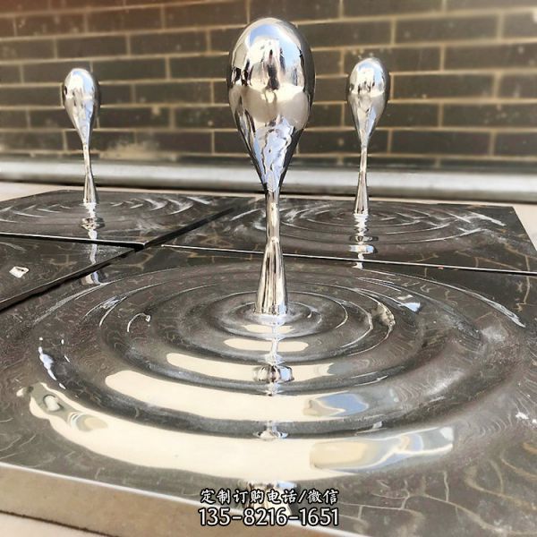 不銹鋼鏡面水波紋滴水景觀擺件
