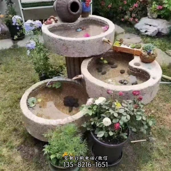 石槽魚槽流水擺件 庭院擺件養魚石槽雕塑（2）