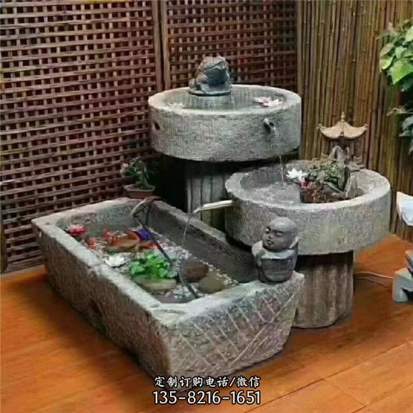 石槽魚槽流水擺件 庭院擺件養魚石槽雕塑（5）