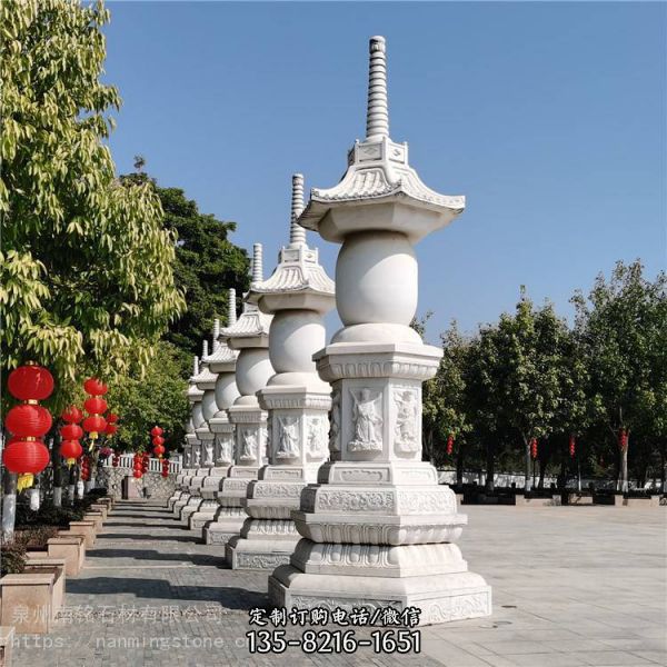 漢白玉寺廟景區祈福經幢塔擺件（1）