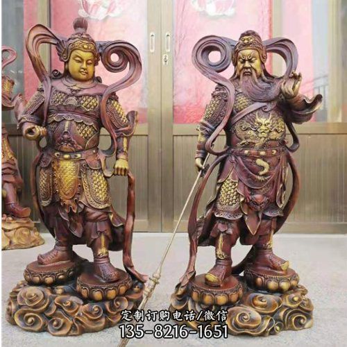 家居小型擺件玻璃鋼漆金立式武財神雕塑（2）