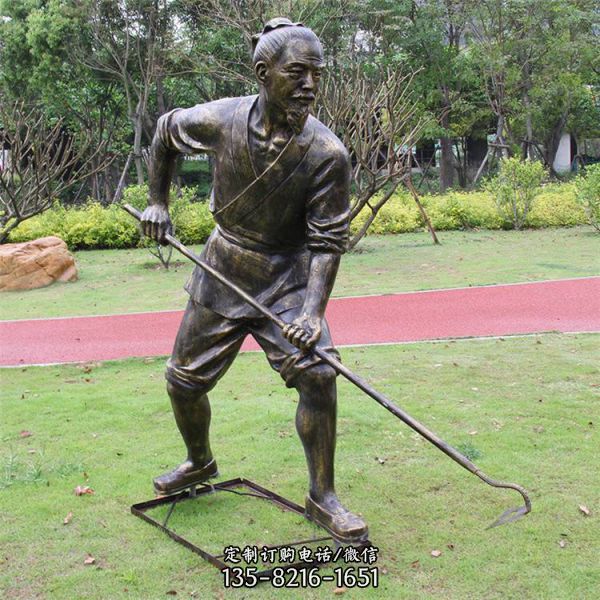 公園景區(qū)玻璃鋼仿銅園林農(nóng)耕人物情景小品（5）