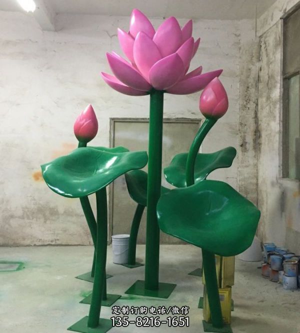 景區(qū)花園樹脂擺件玻璃鋼荷花雕塑（3）