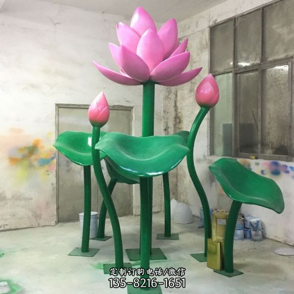 景區(qū)花園樹脂擺件玻璃鋼荷花雕塑（4）