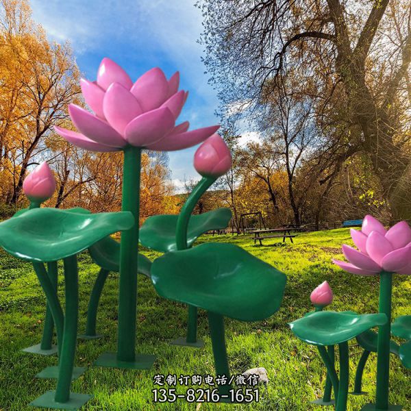 景區(qū)花園樹脂擺件玻璃鋼荷花雕塑（1）