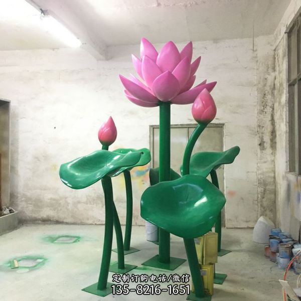 不銹鋼彩繪公園戶外園林景區(qū)荷花擺件