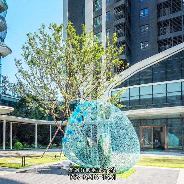 不銹鋼鏤空梅花鹿雕塑戶外園林草坪景觀（5）