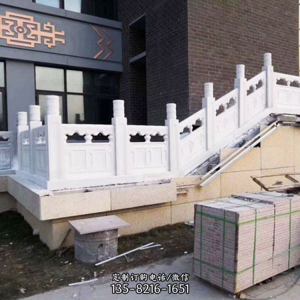 漢白玉石雕橋護欄 園藝石欄桿 可定制（3）