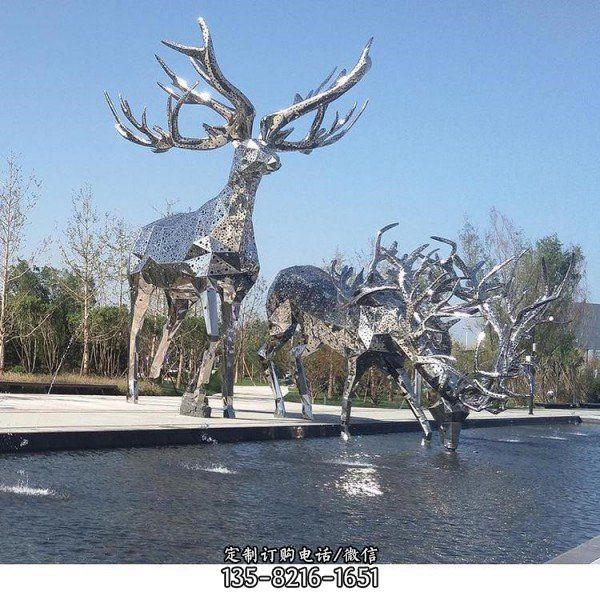 不銹鋼鹿動物城市廣場雕塑（1）