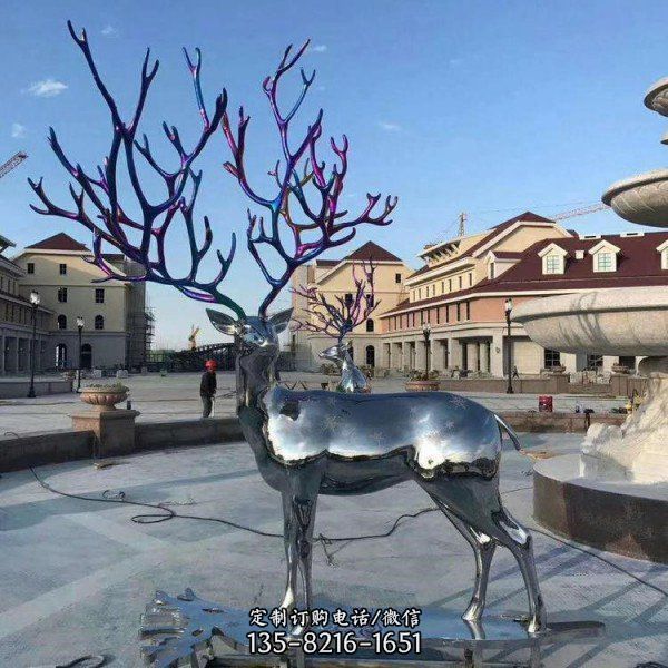 不銹鋼鹿動物城市廣場雕塑（3）