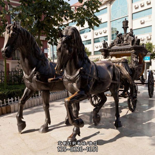 玻璃鋼仿銅馬車動物 景觀園林模型雕塑（1）