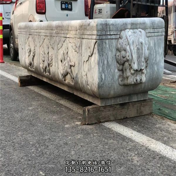 流水?dāng)[件青白石槽（2）