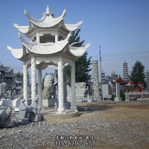 歐式石雕園林景觀創意大型多層六角涼亭雕塑（3）