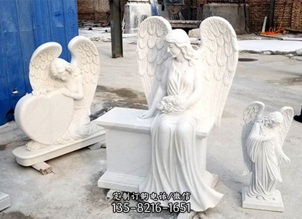 景區漢白玉石雕西方天使女神人物雕塑（3）