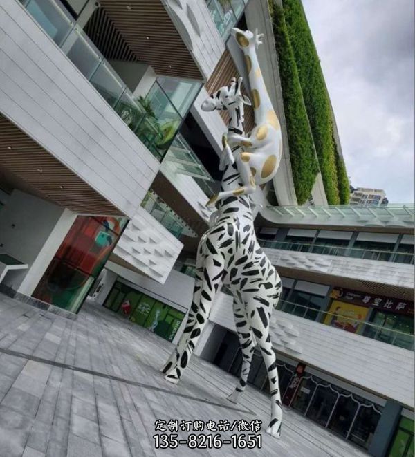 不銹鋼小鹿雕塑公園景觀擺件（2）