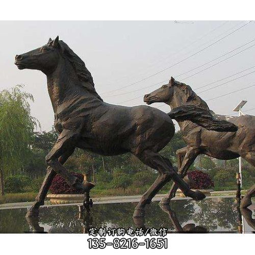 廣場擺放鑄銅馬動物噴泉水景觀雕塑（1）