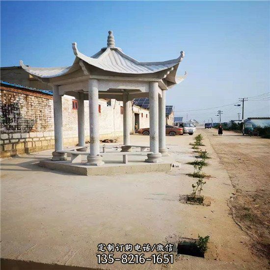 戶外公園乘涼雙層晚霞紅石亭子（2）