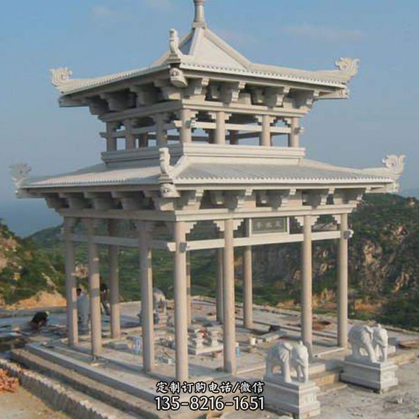 園林景區庭院擺放青石仿古景觀涼亭（6）
