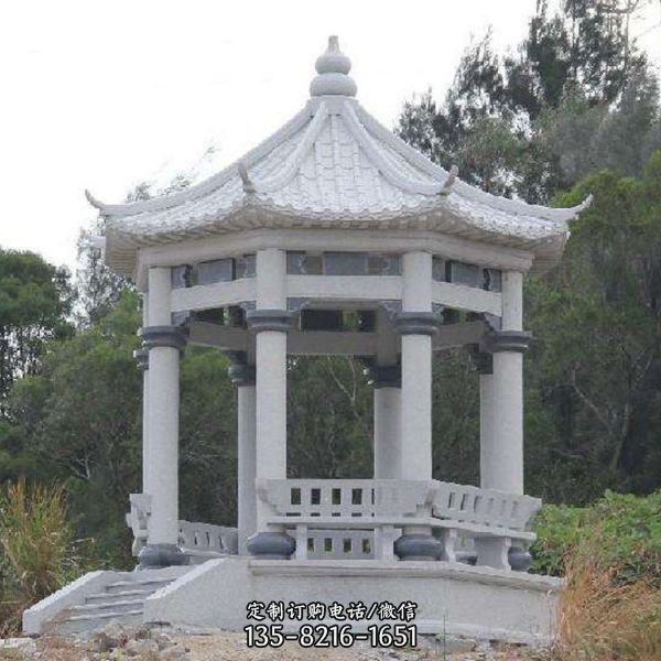 園林景區庭院擺放青石仿古景觀涼亭（3）