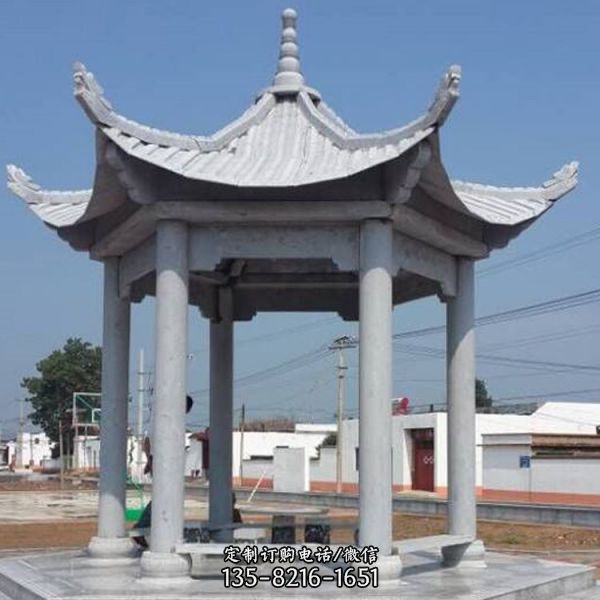園林景區庭院擺放青石仿古景觀涼亭（2）