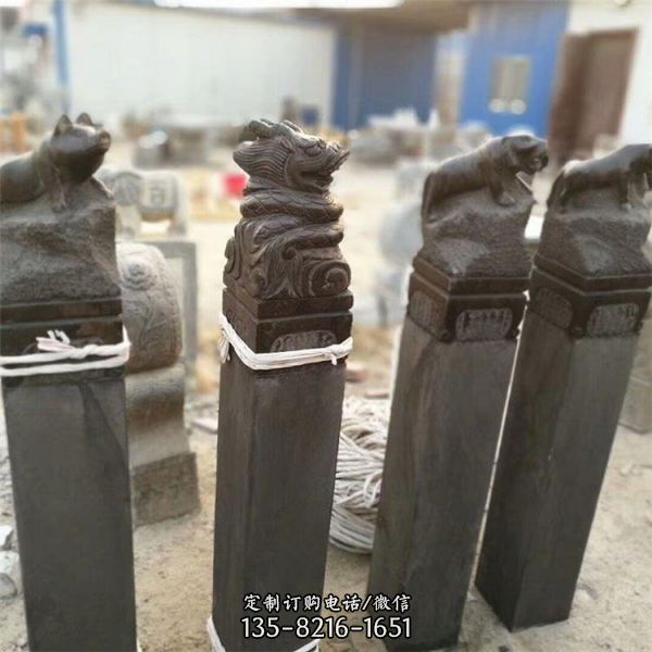 庭院仿古做舊栓馬柱雕塑（4）